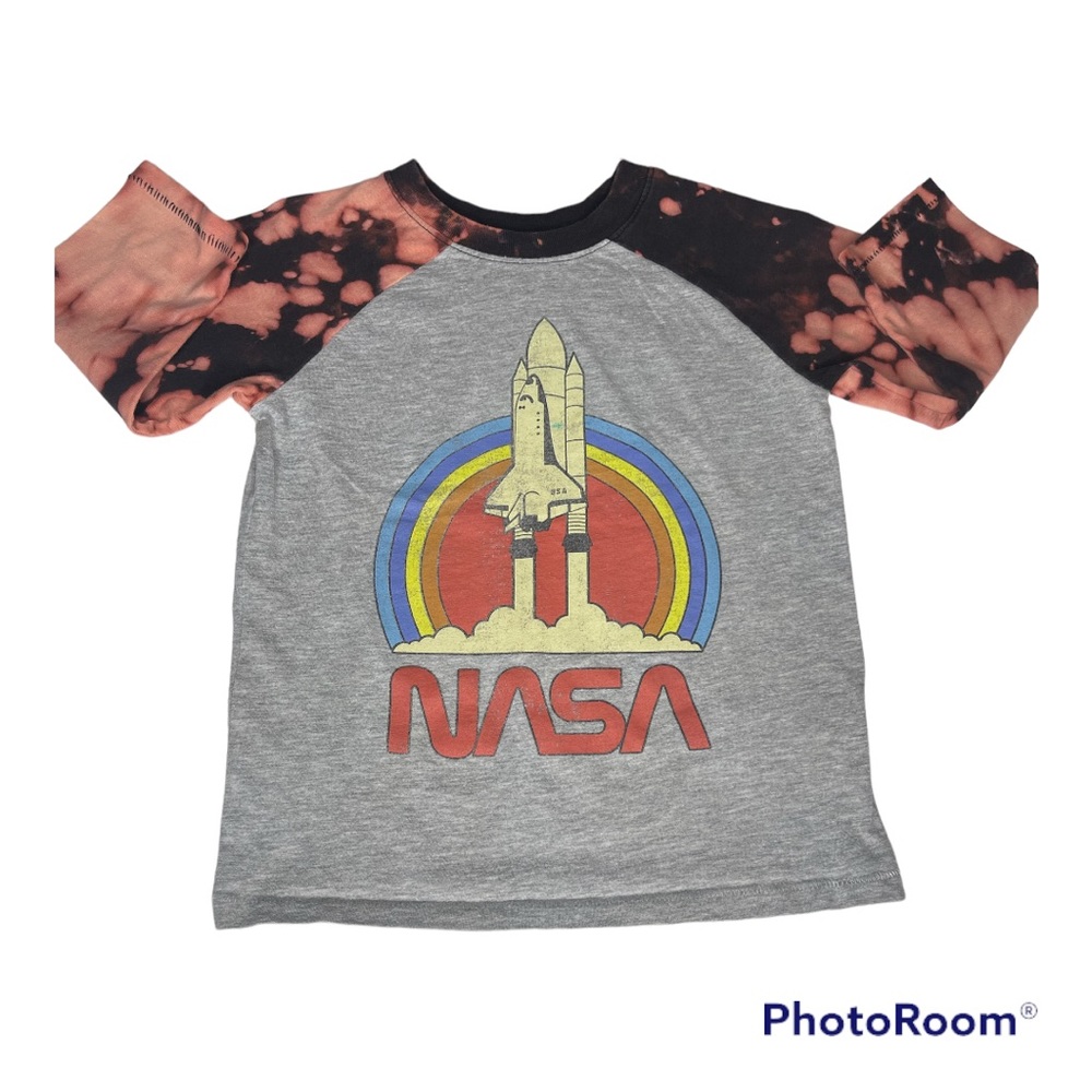 Old Navy Custom Bleached Tee Kids Long Sleeve NASA Print Size 5T